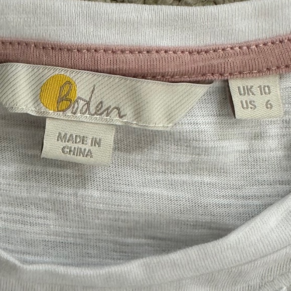 Boden Broderie Insert Long Sleeve Jersey Top White 6 Embroidered Preppy Cut-Out - Picture 8 of 15